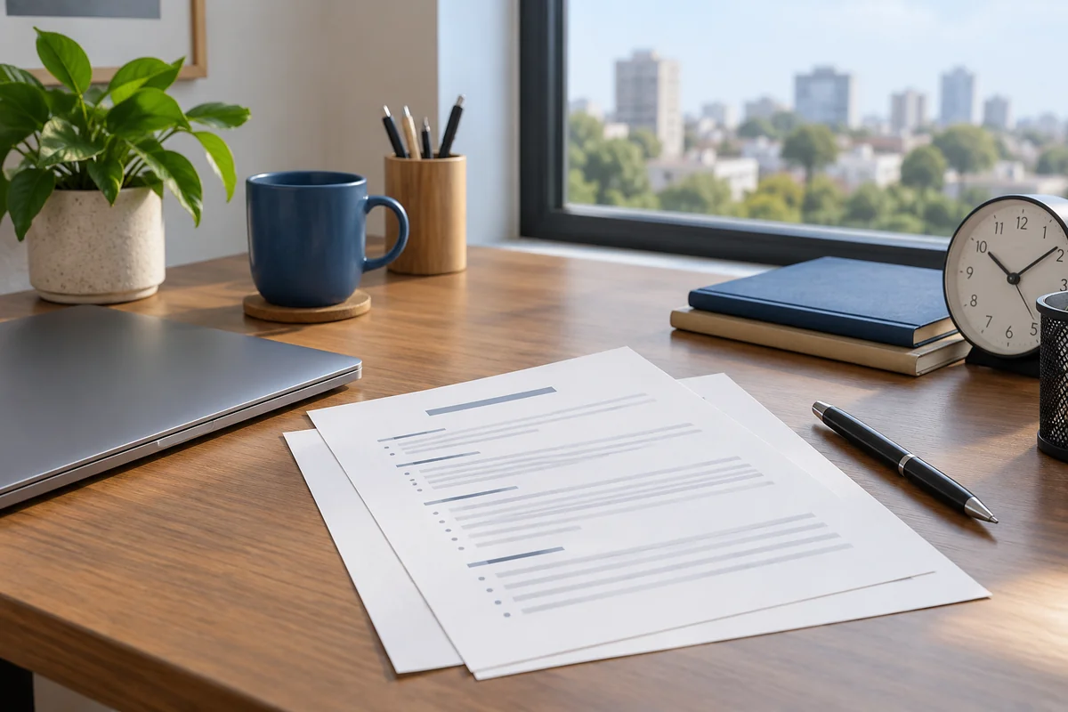 A private job-application workspace with blank documents