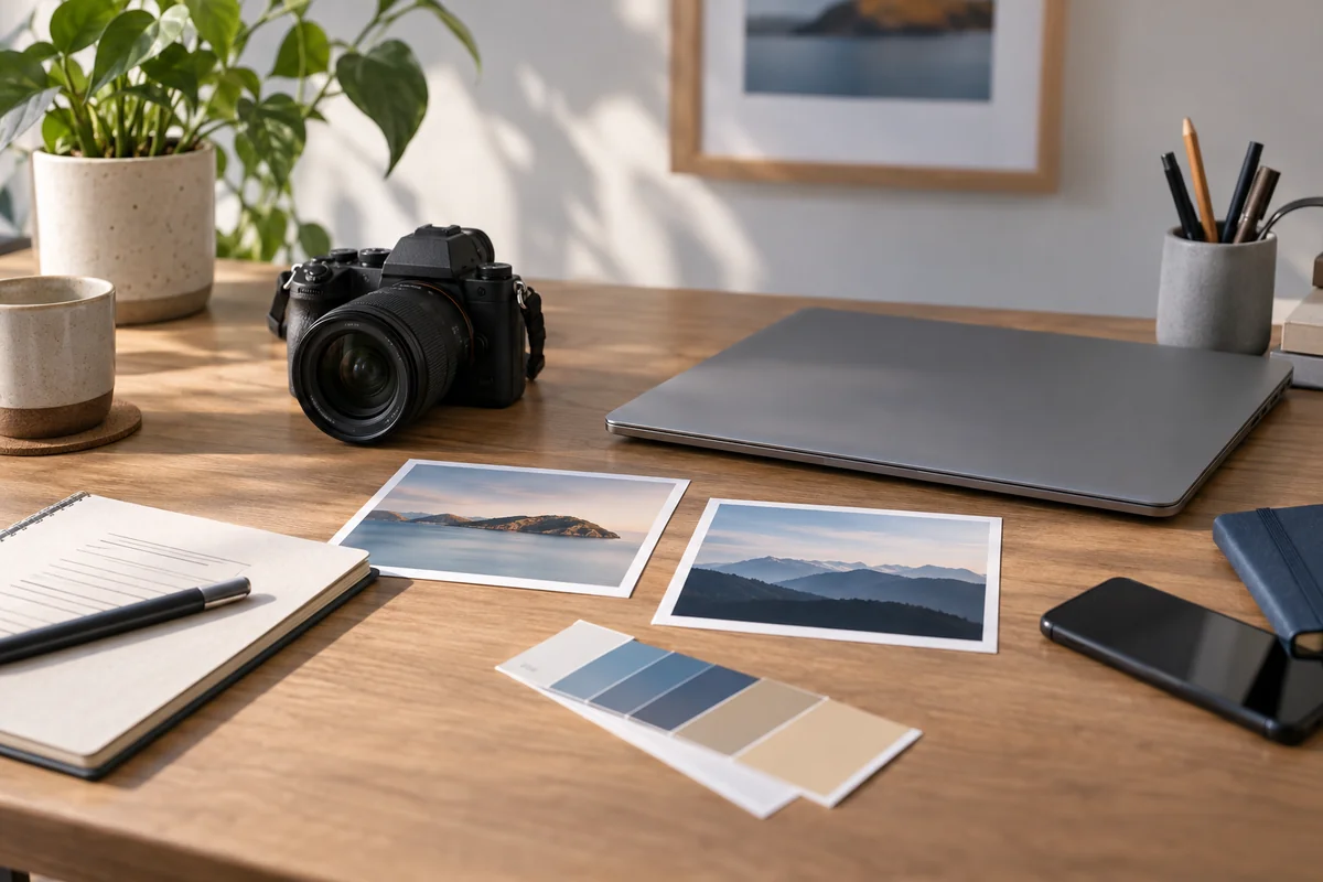 Photography materials and colour swatches for preparing web images