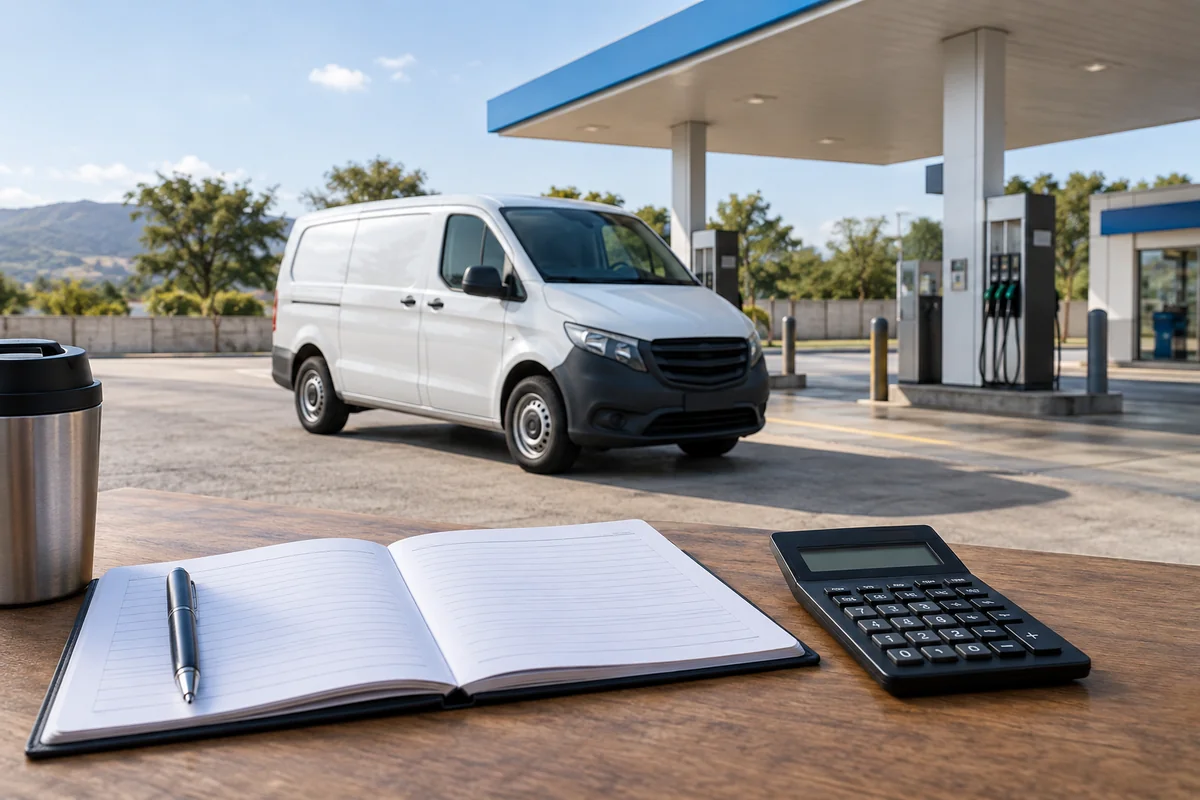 A fleet vehicle and a fuel record book