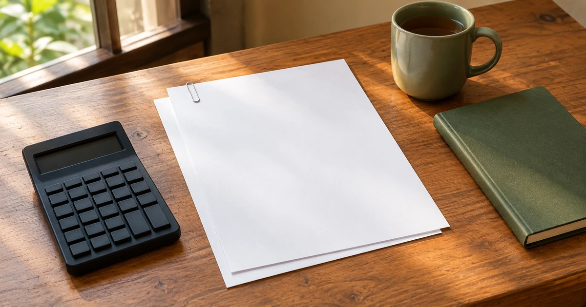 Blank payroll sheets, calculator and notebook on a Ugandan work desk