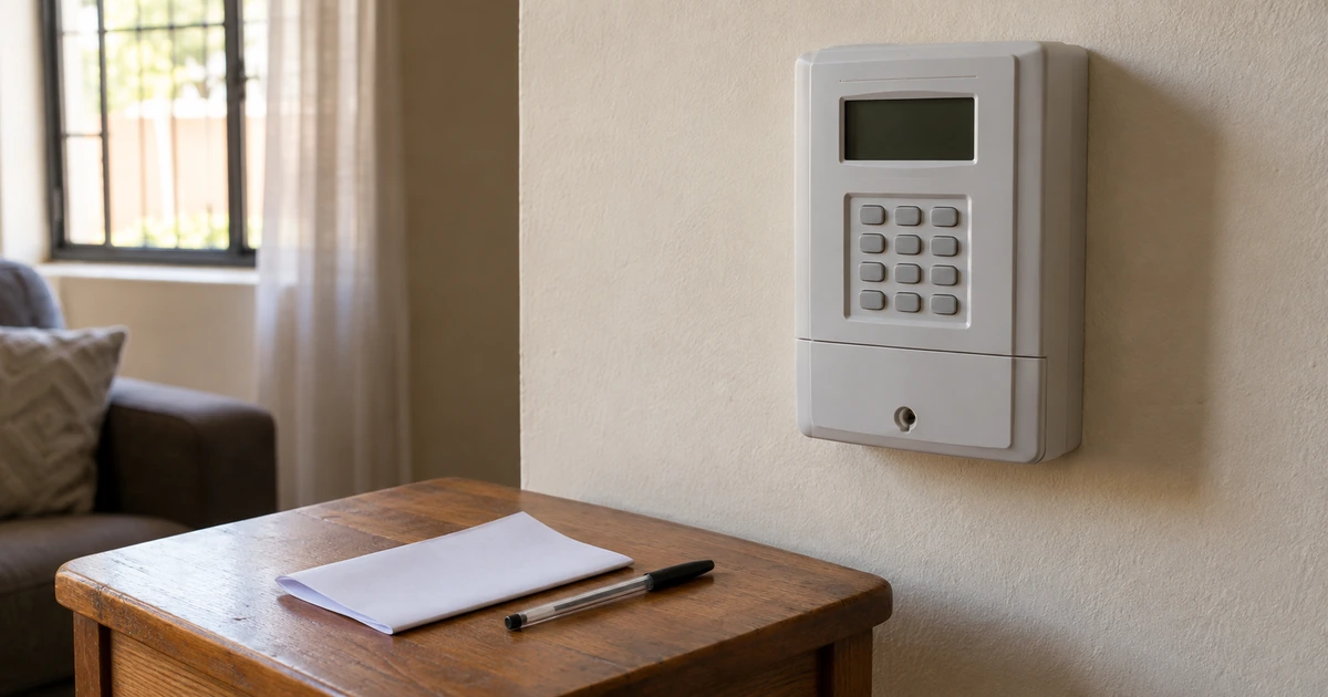 Unbranded prepaid electricity meter beside a blank household bill in South Africa