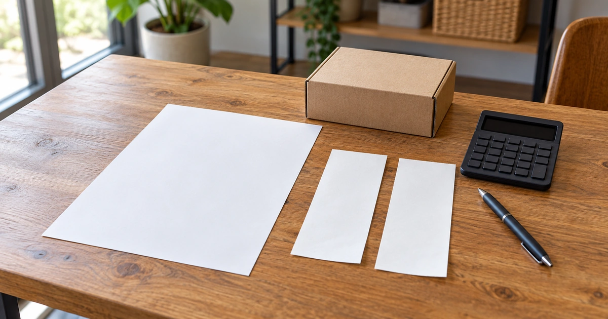 Blank invoice papers and receipt slips on a small business desk