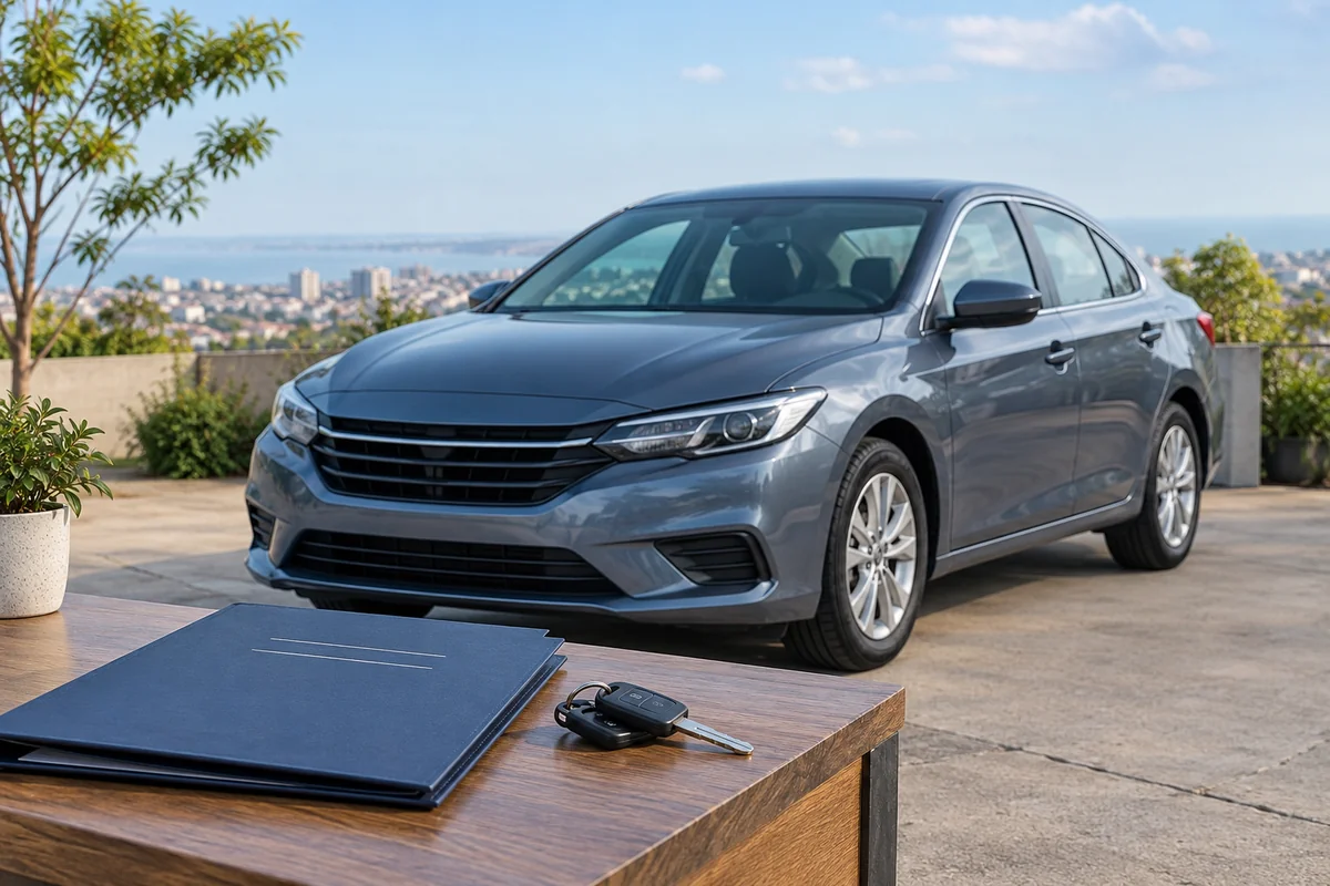 A car, keys and an inspection folder