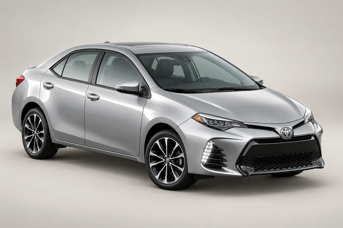 Illustration of a 2018 Toyota Corolla sedan with the facelift exterior