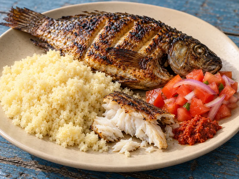 Attiéké with Grilled Fish recipe from Ivory Coast