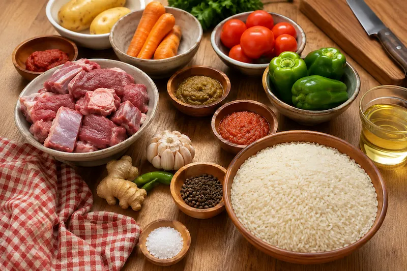 Riz Gras cooking/process step