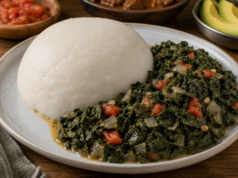 Sadza with Muriwo recipe from Zimbabwe