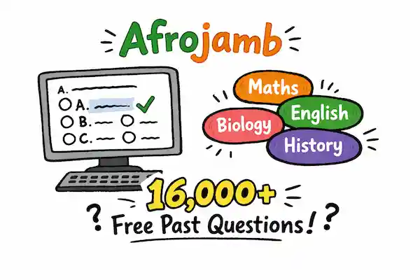 AfroJAMB preview showing the mock exam, AI tutor, and past questions tools.