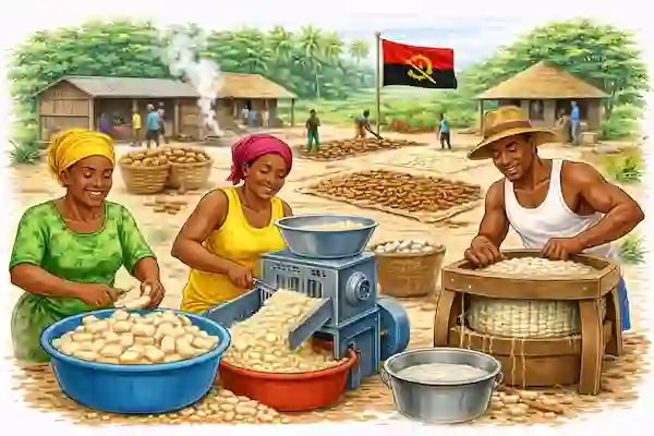 Illustration du calculateur de transformation du manioc — Angola