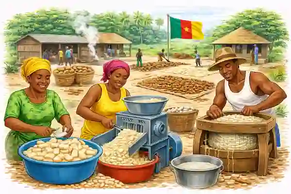 Illustration du calculateur de transformation du manioc — Cameroun