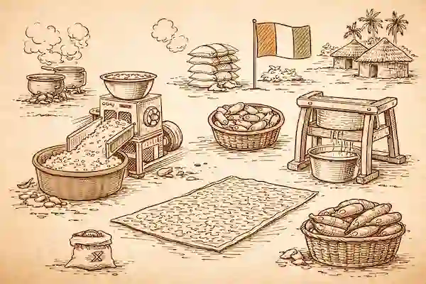 Illustration du calculateur de transformation du manioc — Côte d’Ivoire