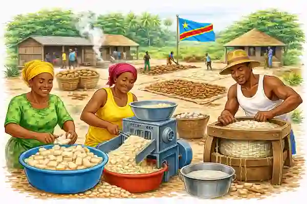 Illustration du calculateur de transformation du manioc — Congo-Kinshasa