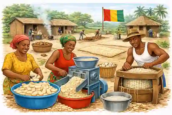Illustration du calculateur de transformation du manioc — Guinée