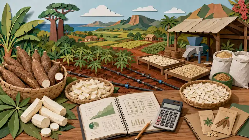 Illustration du calculateur de transformation du manioc — Madagascar