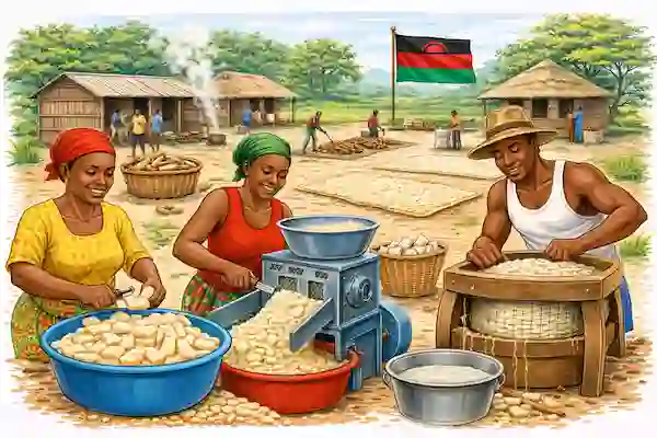 Illustration du calculateur de transformation du manioc — Malawi