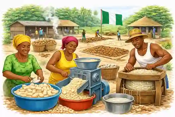 Illustration du calculateur de transformation du manioc — Nigeria
