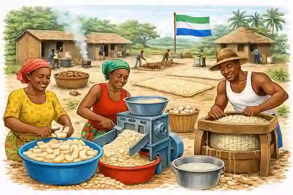 Illustration du calculateur de transformation du manioc — Sierra Leone
