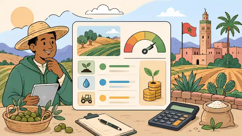 Illustration du calculateur de prêt agricole — Maroc