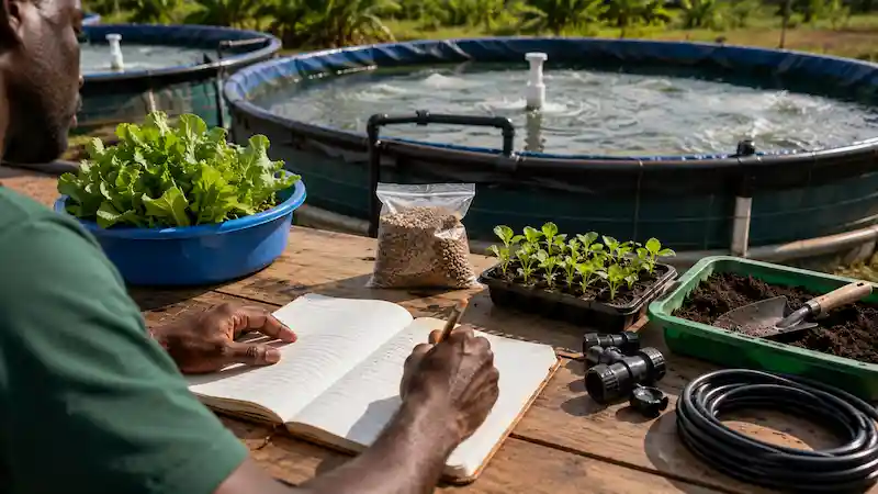 Illustration du calculateur de rentabilité piscicole — Ghana