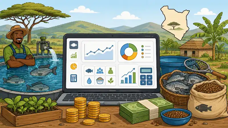Illustration du calculateur de rentabilité piscicole — Kenya