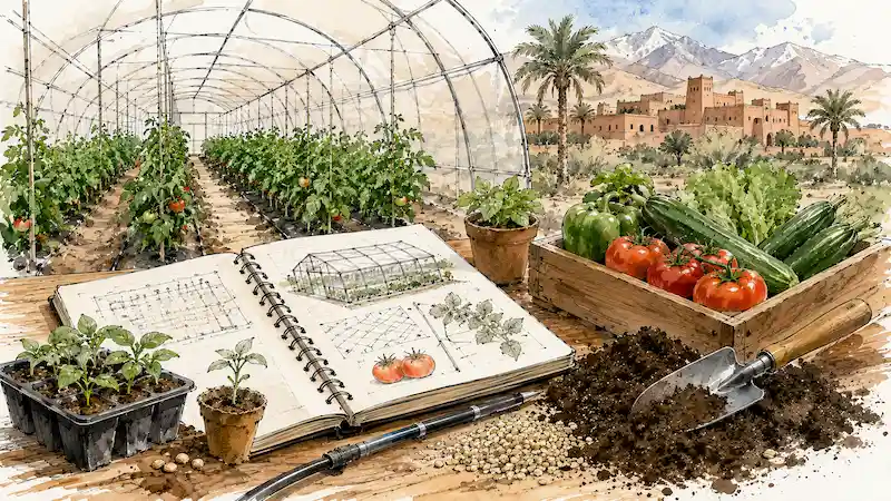 Illustration du calculateur de coût et de rentabilité d’une serre — Maroc