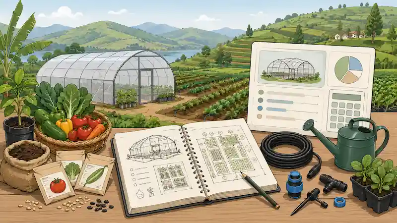 Illustration du calculateur de coût et de rentabilité d’une serre — Rwanda