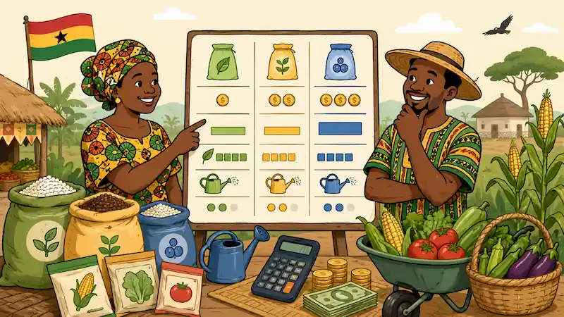 Illustration du comparateur de prix des intrants agricoles — Ghana