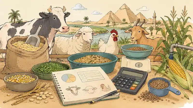 Illustration du calculateur de ration animale — Égypte