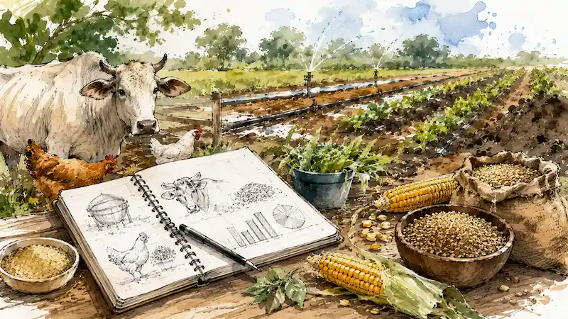 Illustration du calculateur de ration animale — Ghana