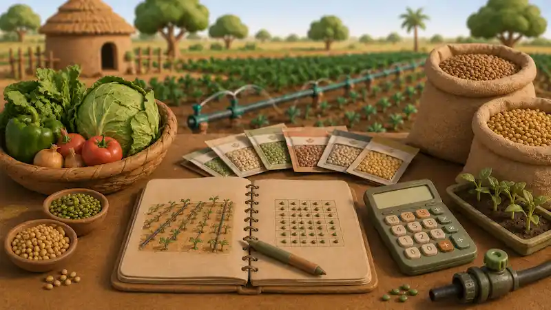 Illustration du calculateur de quantité de semences — Gambie